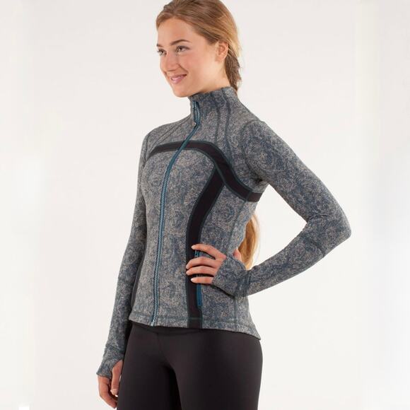 EUC Lululemon Define Jacket Brushed Rose Herringbone Alberta Lake Zip Black Teal - Picture 8 of 16